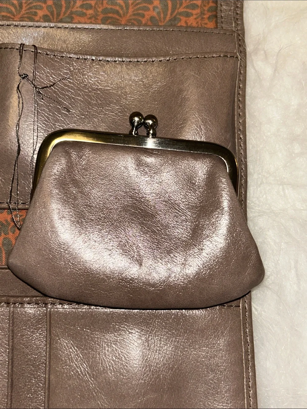 HOBO Brown Leather Zip Wallet with Exterior Pocket